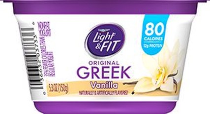 Light and Fit Greek Vanilla Nonfat Yogurt, 5.3 Ounce -- 12 per case.