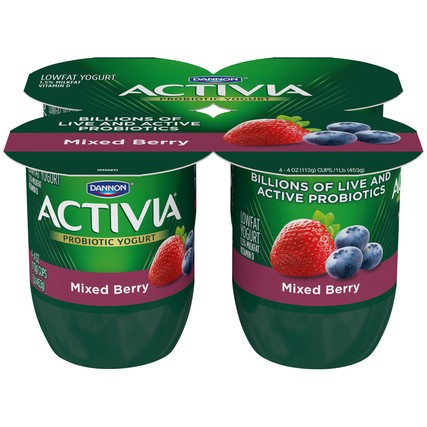 Activia Mixed Berry Probiotic Yogurt, 4 Ounce -- 24 per case.