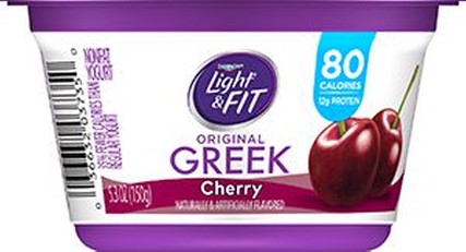 Light and Fit Greek Cherry Nonfat Yogurt, 5.3 Ounce -- 12 per case.