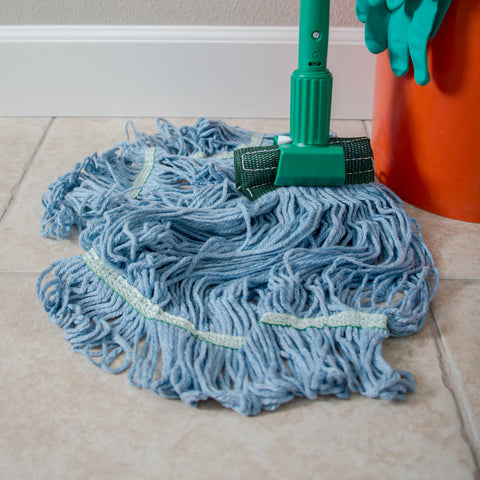 Flo-Pac® MOP WET MEDIUM LOOPED-END W/ GREEN BAND BLUE