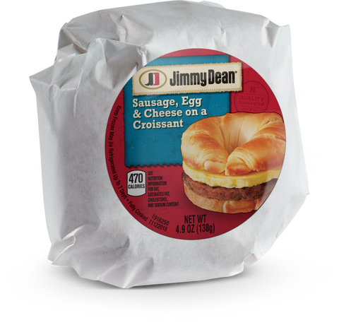 Jimmy Dean Egg and Cheese Sausage Croissant Sandwich, 4.9 Ounce -- 12 per case.
