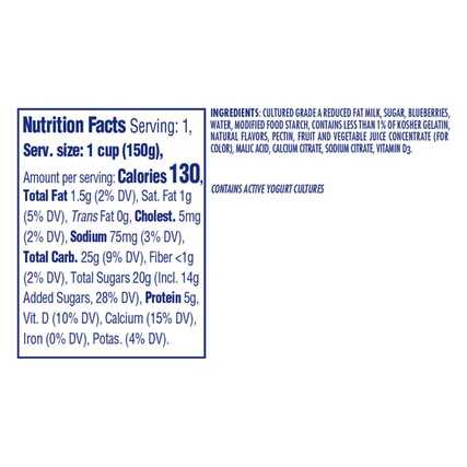 Dannon Fruit on the Bottom Blueberry Yogurt, 6 Ounce -- 12 per case.